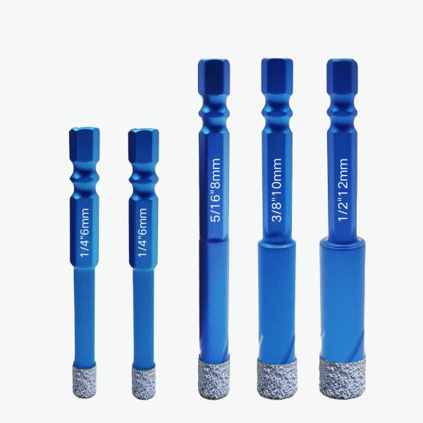 Tile Drill Bits,Dry Diamond Drill Bits for Ceramic,5 Pack Hex Shank Glass Drill Bit(1/4" - 1/2") for Tile, Marble,Porcelain,Ceramic,Stone,Glass Tool